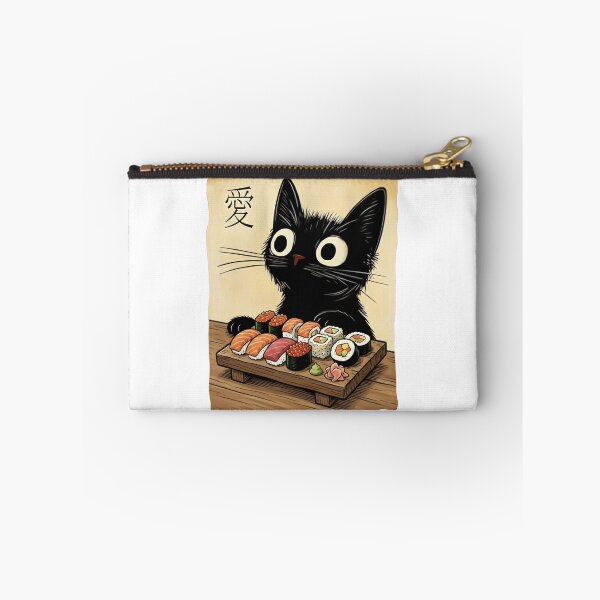 Item preview, Cute Cat Eating Sushi - “Love” (愛) Japanese-Inspired Cat Illustration designed and sold by Fluidic-Space.