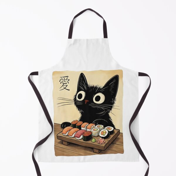 Item preview, Cute Cat Eating Sushi - “Love” (愛) Japanese-Inspired Cat Illustration designed and sold by Fluidic-Space.