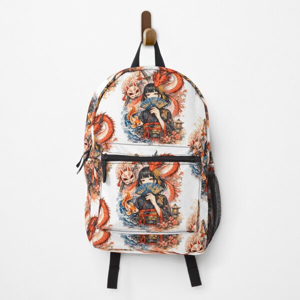 Item preview, Japanese Geisha with Red Dragon, Kitsune Mask and Koi – Mystical Art designed and sold by Emilysalae.