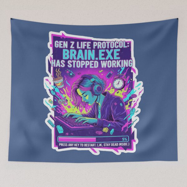Item preview, Gen Z Office Protocol - Brain.EXE Has Stopped Working - Stay Dead Inside Design designed and sold by PixieArtStudio.