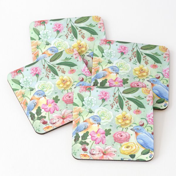 Item preview, bluebirds and beautiful flowers kaaren poole designed and sold by KaarenPoole.