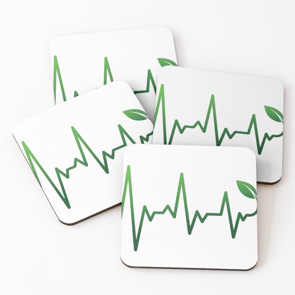 Item preview, Green Nature Heartbeat ECG with Leaf – Eco Friendly Life Line Design designed and sold by NutmegsDesign.
