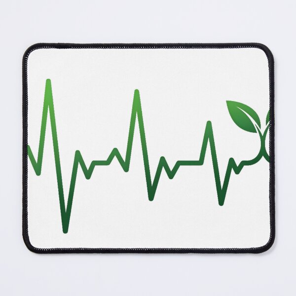 Item preview, Green Nature Heartbeat ECG with Leaf – Eco Friendly Life Line Design designed and sold by NutmegsDesign.