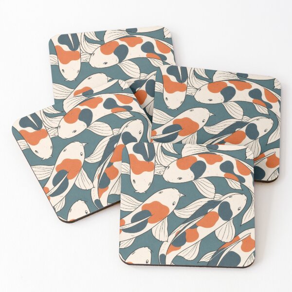 Item preview, Koi Carp Teal Japandi Design  designed and sold by FortuneAndFrame.