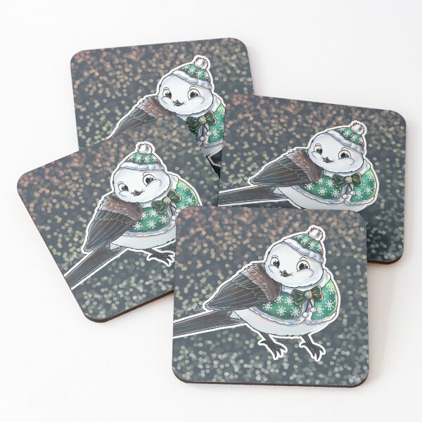Item preview, (Print Version) Cute Long Tailed Tit Green Clothes, Glitter Background designed and sold by elizasunnycolor.