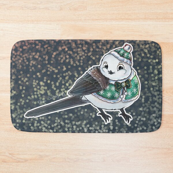 Item preview, (Print Version) Cute Long Tailed Tit Green Clothes, Glitter Background designed and sold by elizasunnycolor.