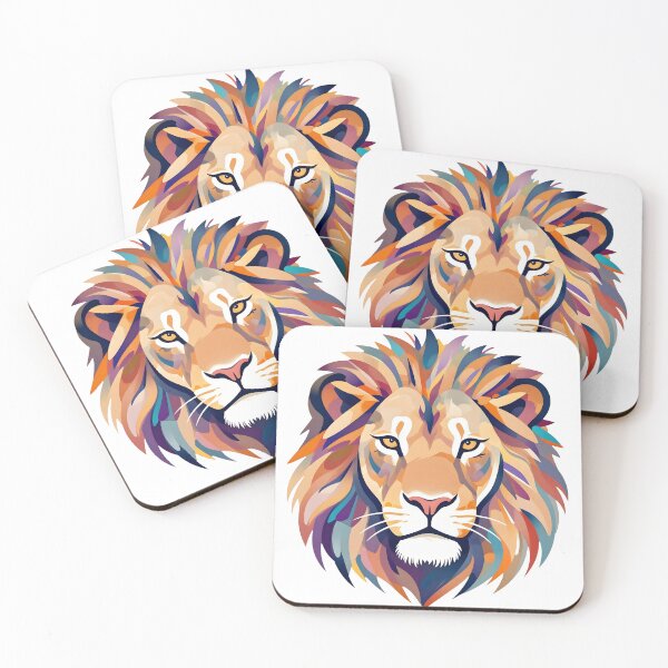 Item preview, Colorful abstract lion head with floral artistic elements designed and sold by Ar0undTheW0rld.