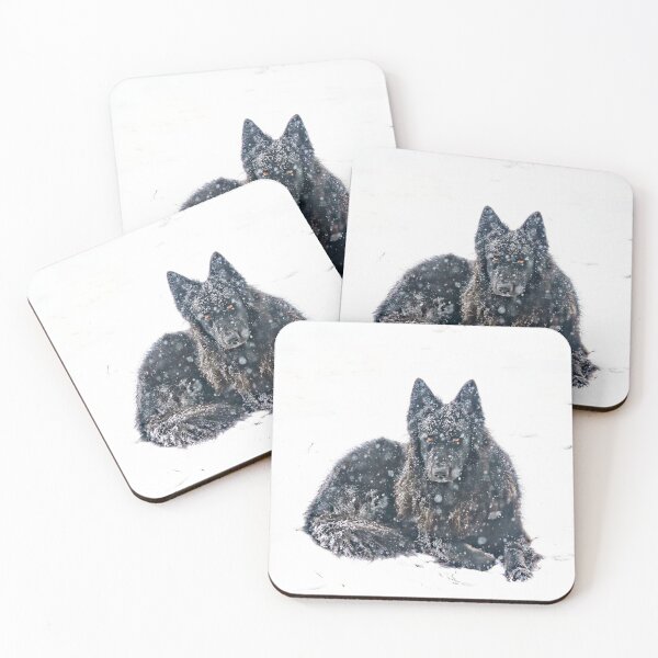 Item preview, Black German Shepherd in heavy snow designed and sold by Bonnie's Playground.