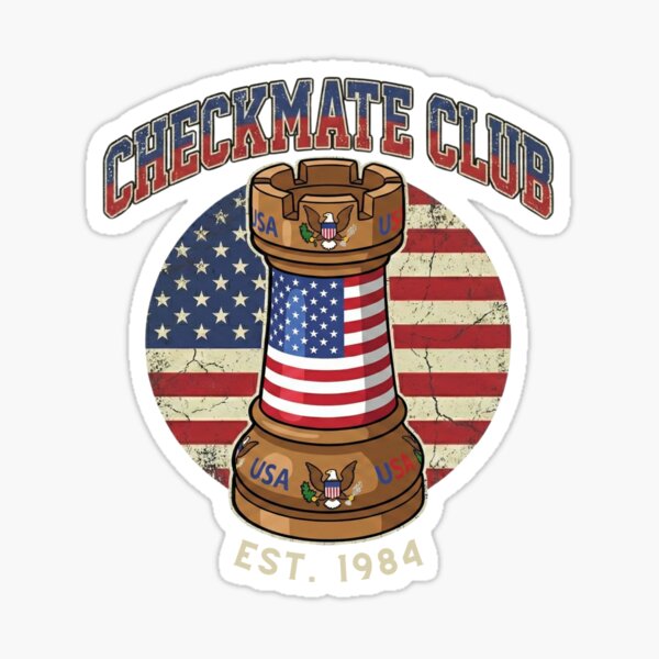 Chess Rook Sticker With USA Flag | Patriotic Checkmate Club Est. 1984 Sticker