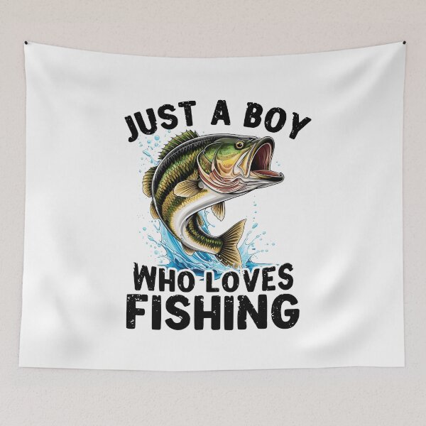 Item preview, Just A Boy Who Loves Fishing Angler Life Bass Fish designed and sold by MuniraWearify.