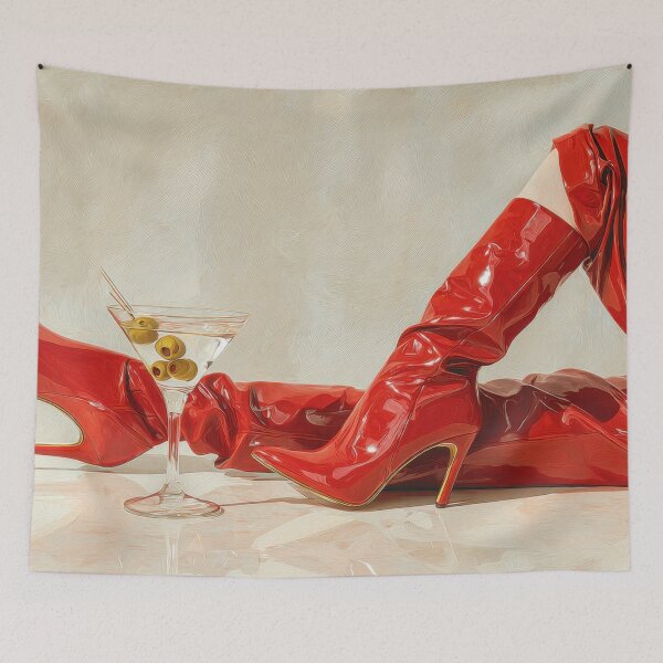Item preview, Red boots and a cocktail on display designed and sold by anytka.