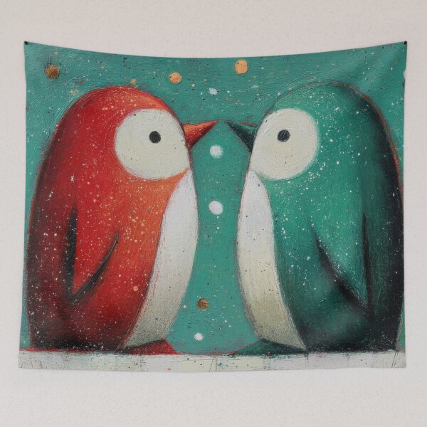 Item preview, Cute birds meet on a winter night designed and sold by anytka.