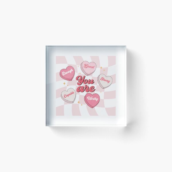 Item preview, Retro Conversation Hearts Affirmations — Y2K Pastel Pink "You Are" Self Care Illustration designed and sold by Colorful-Garden.