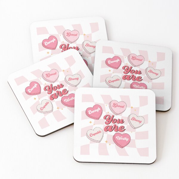 Item preview, Retro Conversation Hearts Affirmations — Y2K Pastel Pink "You Are" Self Care Illustration designed and sold by Colorful-Garden.