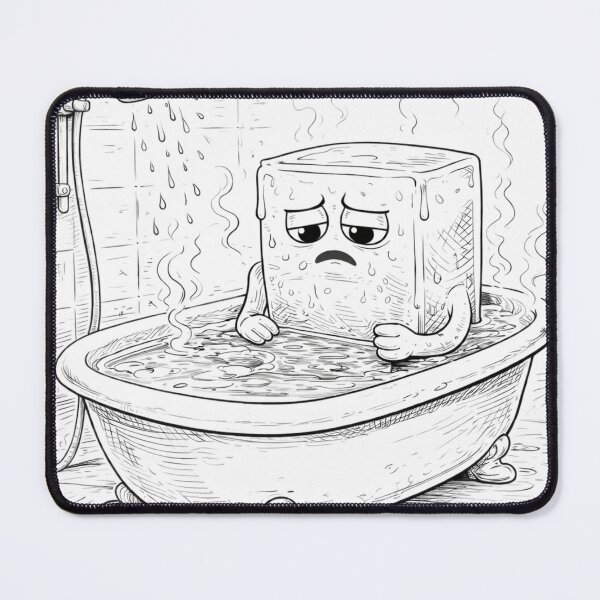 Item preview, Melting Ice Cube in Hot Bath Funny Coloring Page designed and sold by ComedyInkFactor.