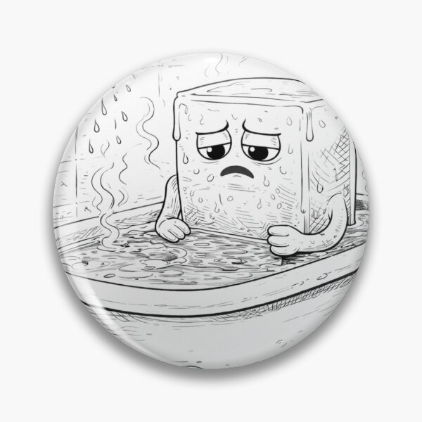 Item preview, Melting Ice Cube in Hot Bath Funny Coloring Page designed and sold by ComedyInkFactor.