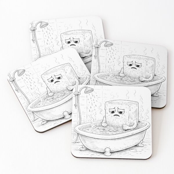 Item preview, Melting Ice Cube in Hot Bath Funny Coloring Page designed and sold by ComedyInkFactor.