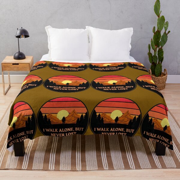 Item preview, I Walk Alone But Never Lost - Lone Hiker Sunset Mountain Quote Art. designed and sold by LunaPrintCo.