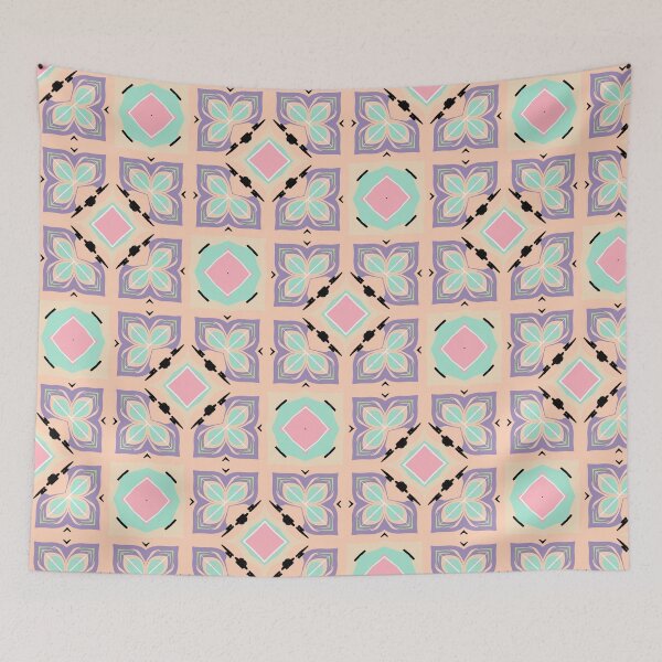 Item preview, Pastel Geometric Tile Pattern | Pink Mint Purple Moroccan Art | Retro Boho Design designed and sold by ArtifexStudios.