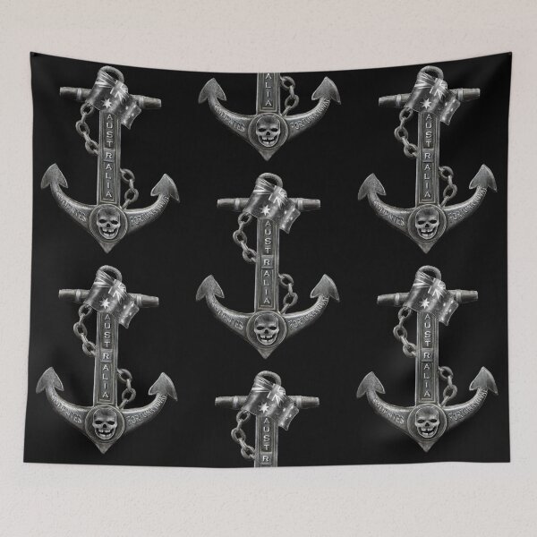 Item preview, Fortune Favors The Bold, Australia distressed Nautical theme, Jolly Roger, skull, metallic anchor illustration  designed and sold by hollycooper.