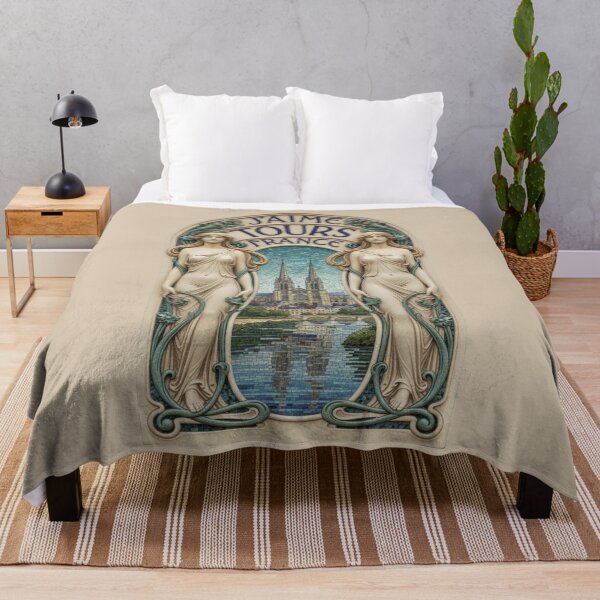 Item preview, J’Aime Tours, France – Art Nouveau Mosaic Poster designed and sold by FrancophileFun.