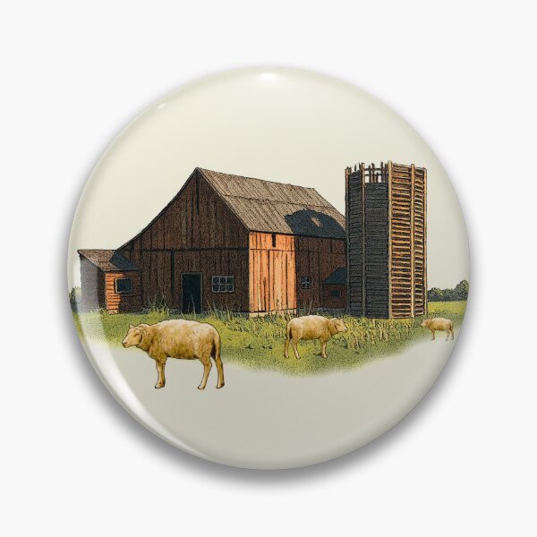 Item preview, Barn and Silo with Sheep at Sunset, Hand Illustrated designed and sold by JoyfulWhimsy.