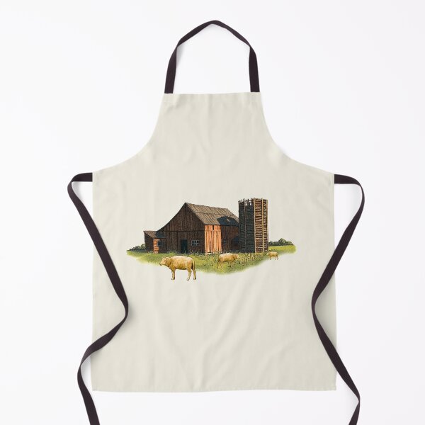 Item preview, Barn and Silo with Sheep at Sunset, Hand Illustrated designed and sold by JoyfulWhimsy.