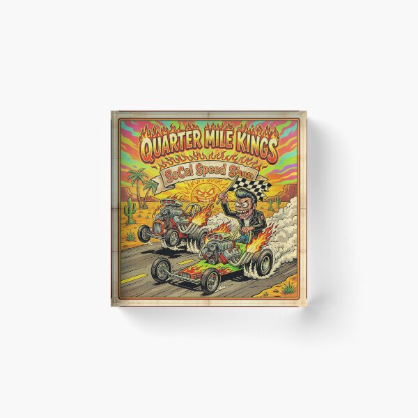 Item preview, Quarter Mile Kings - Vintage 60s Kustom Kulture Hot Rod Art designed and sold by Cozy-Old-Pub.