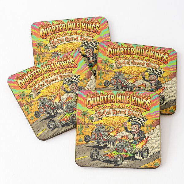 Item preview, Quarter Mile Kings - Vintage 60s Kustom Kulture Hot Rod Art designed and sold by Cozy-Old-Pub.