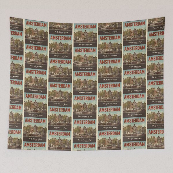 Item preview,  Amsterdam Vintage City Poster with “The Lord Is My Refuge” Psalm 46:1 – Christian Wall Art designed and sold by Illustrated Faith.