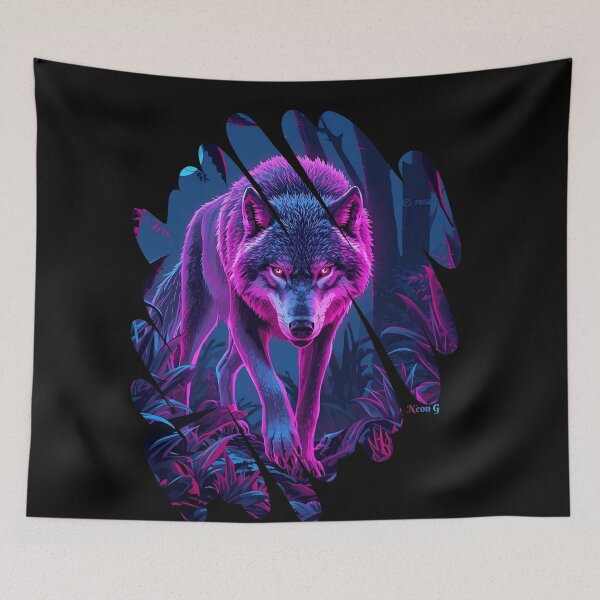Item preview, Wolf prowling a neon jungle in Augmented reality 3 designed and sold by Neon G.