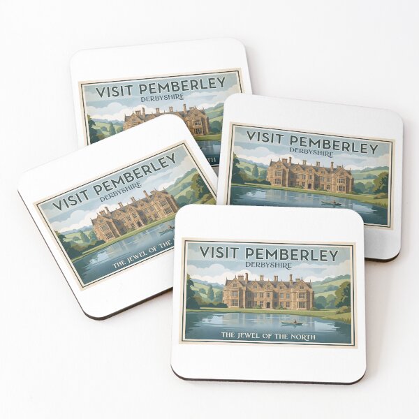 Item preview, Visit Pemberley Derbyshire Vintage Travel Poster Art designed and sold by Fenay Designs.