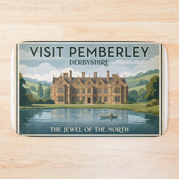 Item preview, Visit Pemberley Derbyshire Vintage Travel Poster Art designed and sold by Fenay Designs.