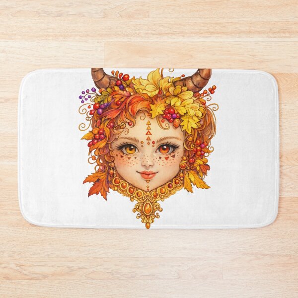 Item preview, Autumn Forest Goddess Portrait – Mystical Fantasy Art with Horns designed and sold by AnyasCrafts.
