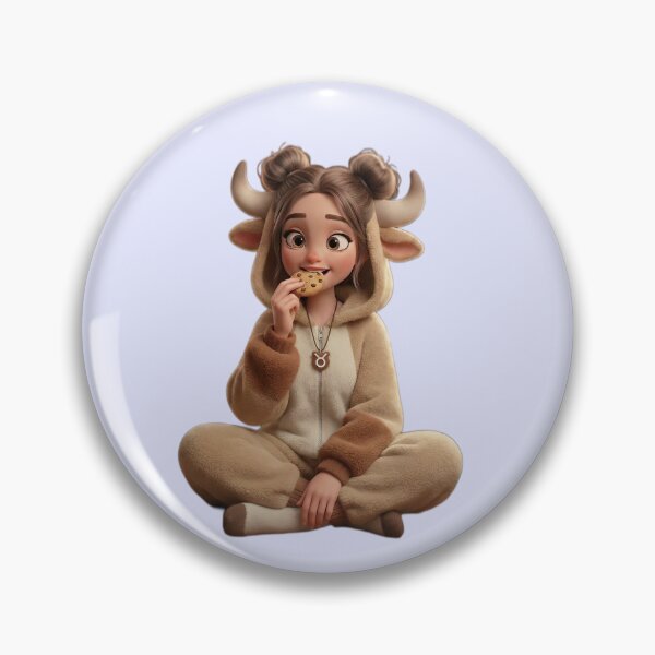 Item preview, Cute Taurus Zodiac Girl Eating Cookie in Bull Onesie designed and sold by PixMoody.
