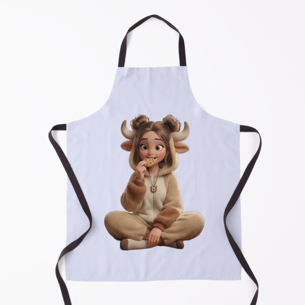 Item preview, Cute Taurus Zodiac Girl Eating Cookie in Bull Onesie designed and sold by PixMoody.