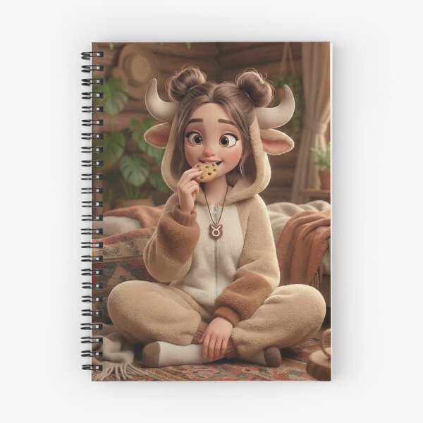 Item preview, Cute Taurus Zodiac Girl Eating Cookie in Bull Onesie designed and sold by PixMoody.