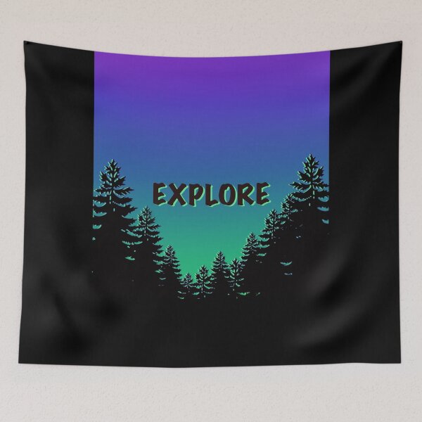 Item preview, Explore the great outdoors, adventure, up north design | pine trees | purple skies designed and sold by hollycooper.