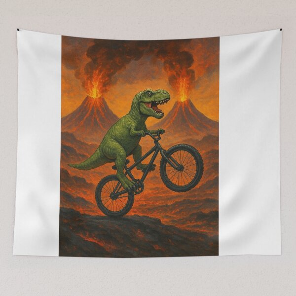 Item preview, Dinosaur Riding a Bike – Fun Prehistoric Adventure Illustration designed and sold by ldjcustomdesign.