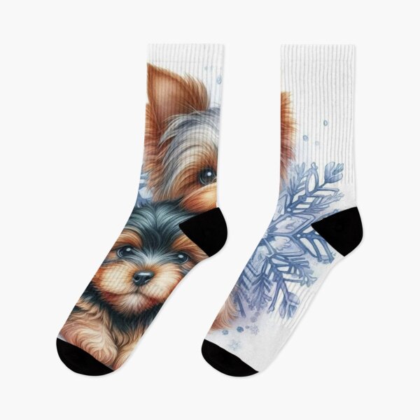 Item preview, Yorkshire Terriers & Snowflakes Art designed and sold by Puppy Paws.