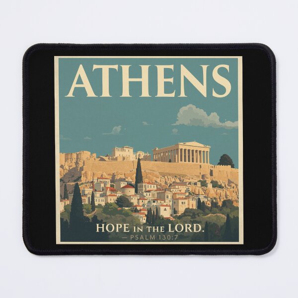 Item preview, Athens Vintage Poster with Ancient Ruins and “Hope in the Lord” Psalm 130:7 – Christian Wall Art designed and sold by Illustrated Faith.