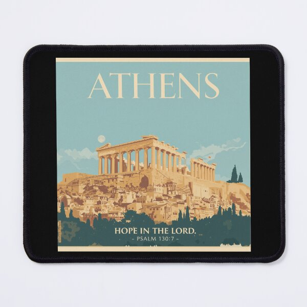 Item preview, Athens Vintage Poster with Ancient Ruins and “Hope in the Lord” Psalm 130:7 – Christian Wall Art designed and sold by Illustrated Faith.