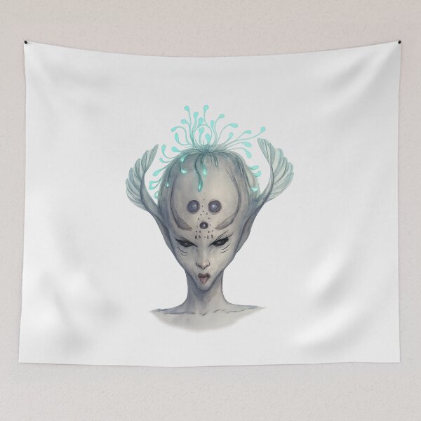 Item preview, Alien Spirit Portrait – Surreal Cosmic Fantasy Art designed and sold by AnyasCrafts.
