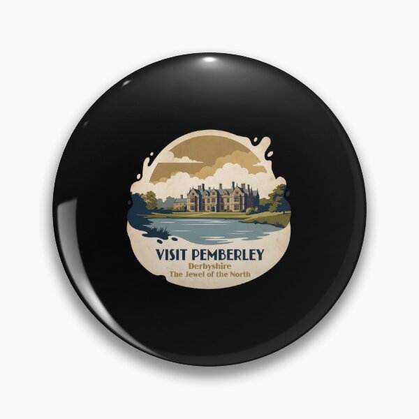 Item preview, Visit Pemberley Derbyshire Round Sticker Style Graphic designed and sold by Fenay Designs.