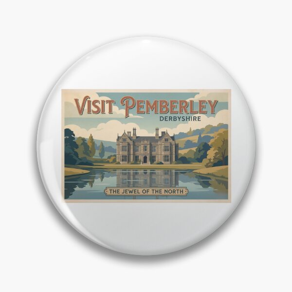 Item preview, Visit Pemberley Derbyshire Retro Travel Poster Horizontal designed and sold by Fenay Designs.
