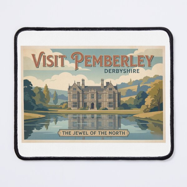 Item preview, Visit Pemberley Derbyshire Retro Travel Poster Horizontal designed and sold by Fenay Designs.