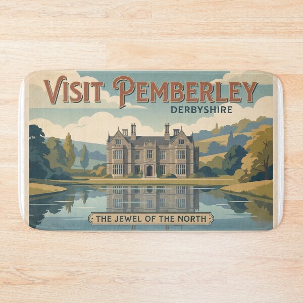 Item preview, Visit Pemberley Derbyshire Retro Travel Poster Horizontal designed and sold by Fenay Designs.