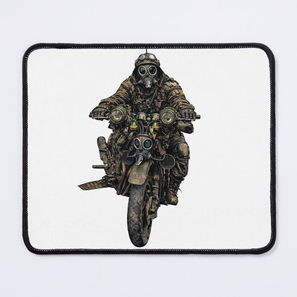 Item preview, post-apocalyptic dystopian motorcycle rider designed and sold by StudioLonginus.