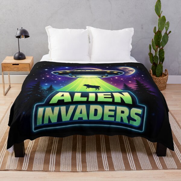 Item preview, Alien Invaders - Retro UFO Abduction Sci-Fi-Space Art designed and sold by Nature's Palette.