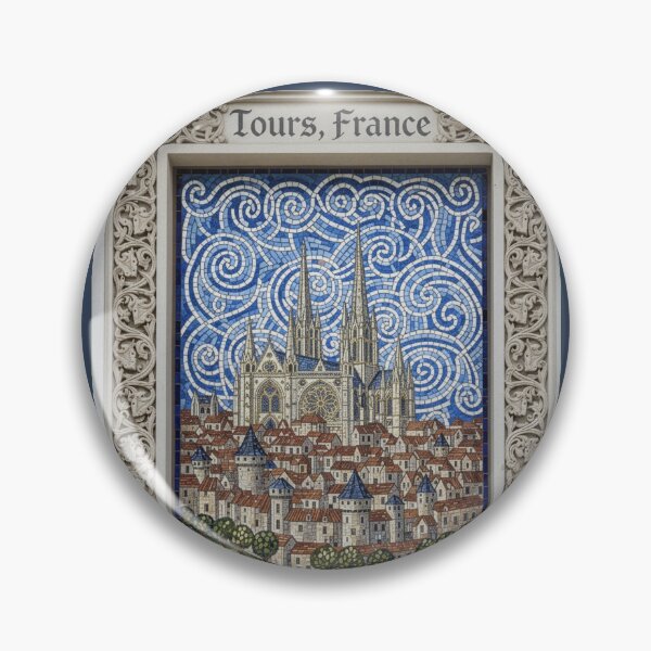 Item preview, Tours France Cathedral Mosaic - Gothic Architecture Travel Poster designed and sold by FrancophileFun.